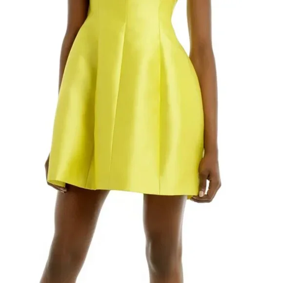 Kate Spade Structured Silk Neon Yellow Mini Dress - 2 - Picture 3 of 10